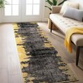 World Rug Gallery Distressed Abstract Non Shedding Soft Area Rug 2' x 7' Yellow 390YELLOW2x7